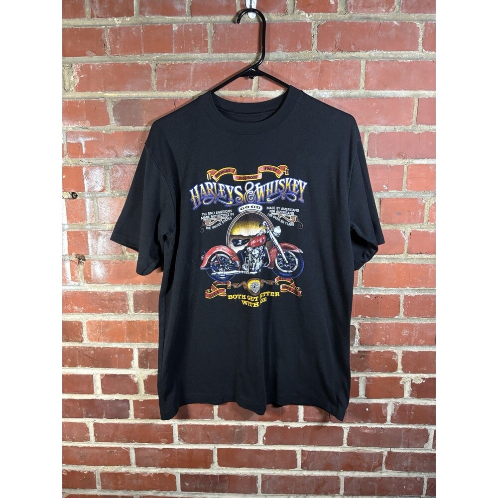 Vintage Harley Davidson Korea Harleys And Whiskey Shirt Mens Large No Tag